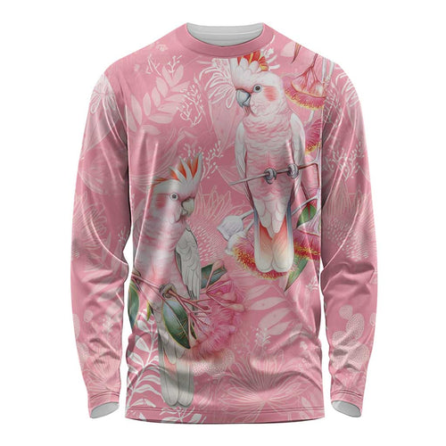 Personalised Galah Cockatoo Eucalyptus Flowers Long Sleeve Shirt Australian Breast Cancer Spirit - Aussie Hoodie