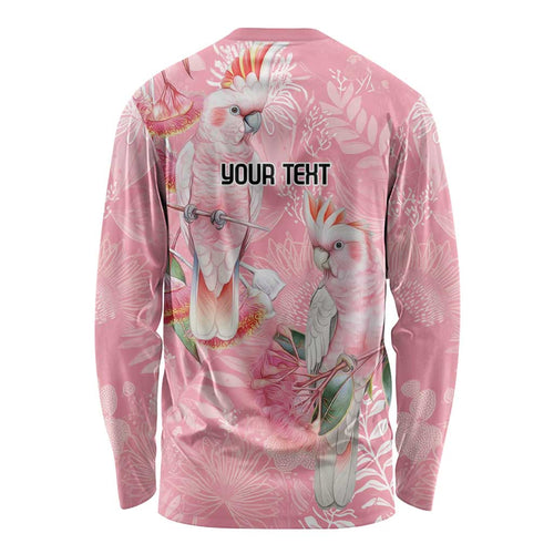 Personalised Galah Cockatoo Eucalyptus Flowers Long Sleeve Shirt Australian Breast Cancer Spirit - Aussie Hoodie