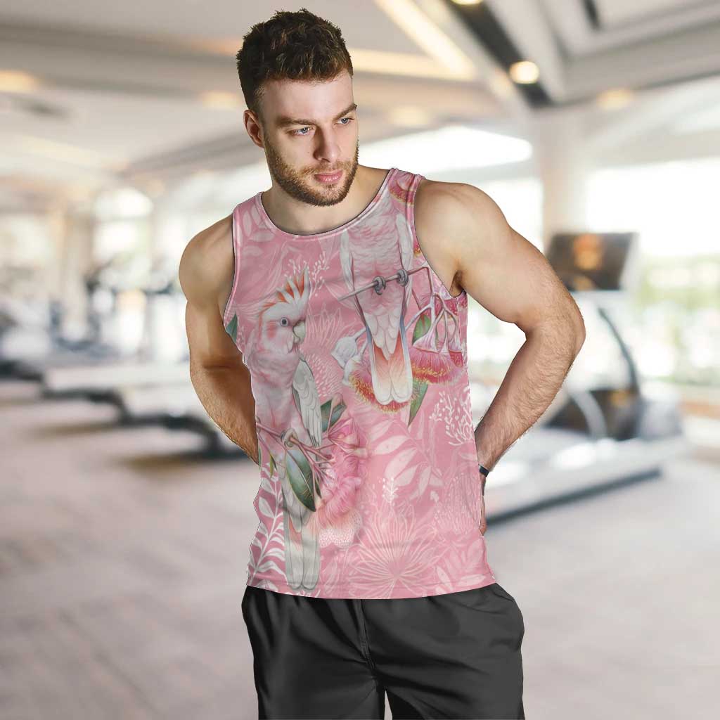 Personalised Galah Cockatoo Eucalyptus Flowers Men Tank Top Australian Breast Cancer Spirit - Aussie Hoodie