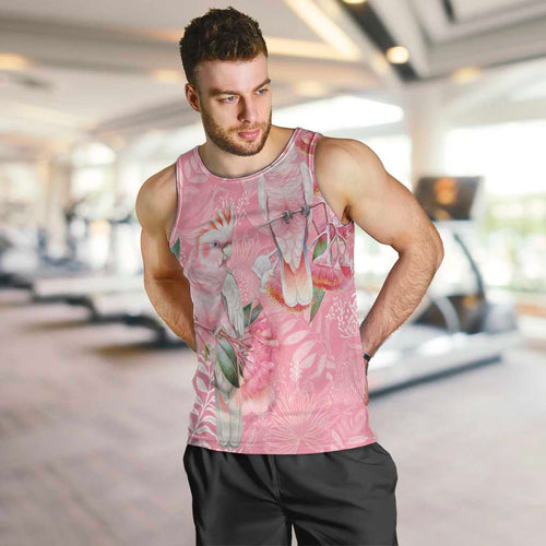 Personalised Galah Cockatoo Eucalyptus Flowers Men Tank Top Australian Breast Cancer Spirit - Aussie Hoodie