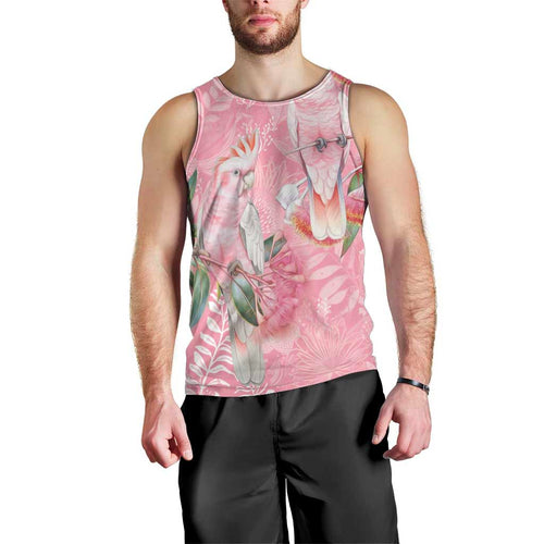 Personalised Galah Cockatoo Eucalyptus Flowers Men Tank Top Australian Breast Cancer Spirit - Aussie Hoodie