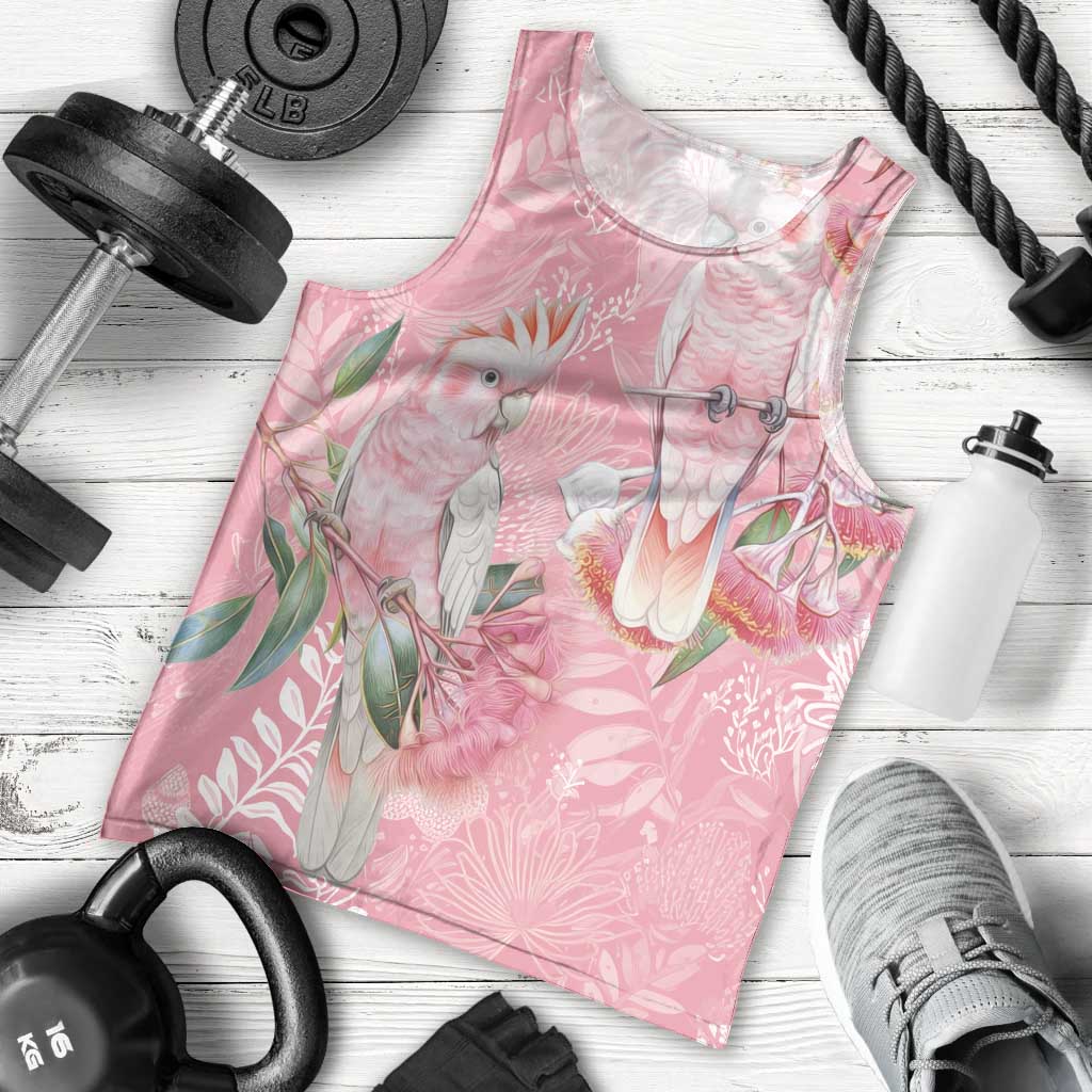 Personalised Galah Cockatoo Eucalyptus Flowers Men Tank Top Australian Breast Cancer Spirit - Aussie Hoodie