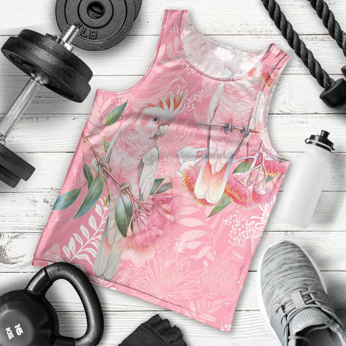Personalised Galah Cockatoo Eucalyptus Flowers Men Tank Top Australian Breast Cancer Spirit - Aussie Hoodie