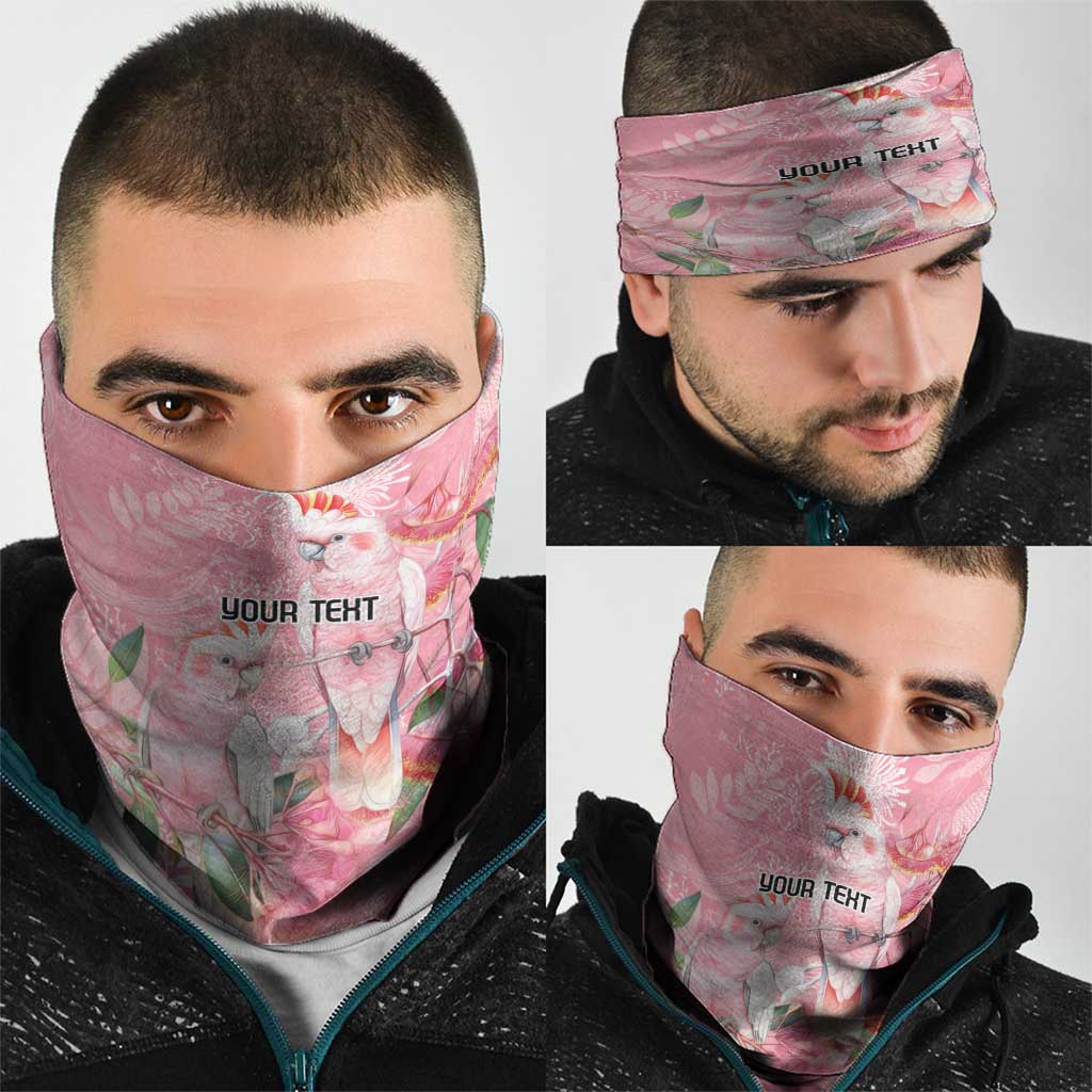 Personalised Galah Cockatoo Eucalyptus Flowers Neck Gaiter Australian Breast Cancer Spirit - Aussie Hoodie
