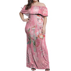 Personalised Galah Cockatoo Eucalyptus Flowers Off Shoulder Maxi Dress Australian Breast Cancer Spirit - Aussie Hoodie