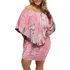 Personalised Galah Cockatoo Eucalyptus Flowers Off Shoulder Short Dress Australian Breast Cancer Spirit - Aussie Hoodie