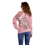 Personalised Galah Cockatoo Eucalyptus Flowers Off Shoulder Sweater Australian Breast Cancer Spirit - Aussie Hoodie