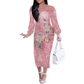 Personalised Galah Cockatoo Eucalyptus Flowers Off The Shoulder Long Sleeve Dress Australian Breast Cancer Spirit - Aussie Hoodie