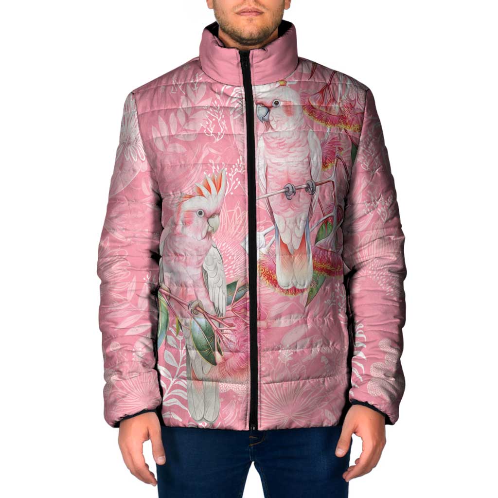 Personalised Galah Cockatoo Eucalyptus Flowers Padded Jacket Australian Breast Cancer Spirit - Aussie Hoodie