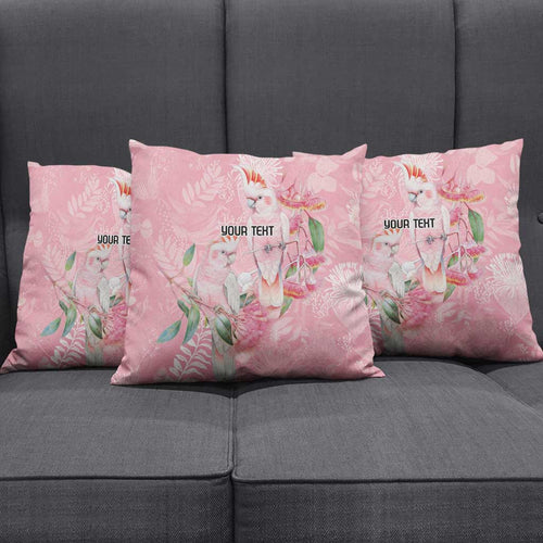 Personalised Galah Cockatoo Eucalyptus Flowers Pillow Cover Australian Breast Cancer Spirit - Aussie Hoodie
