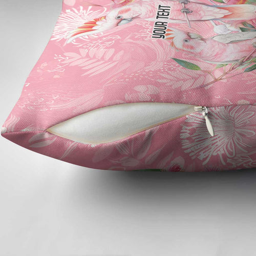 Personalised Galah Cockatoo Eucalyptus Flowers Pillow Cover Australian Breast Cancer Spirit - Aussie Hoodie