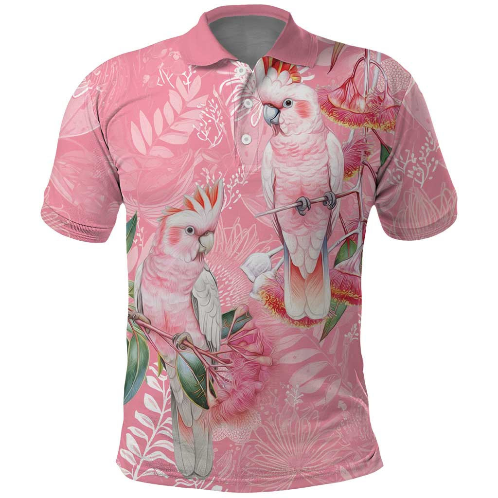 Personalised Galah Cockatoo Eucalyptus Flowers Polo Shirt Australian Breast Cancer Spirit - Aussie Hoodie
