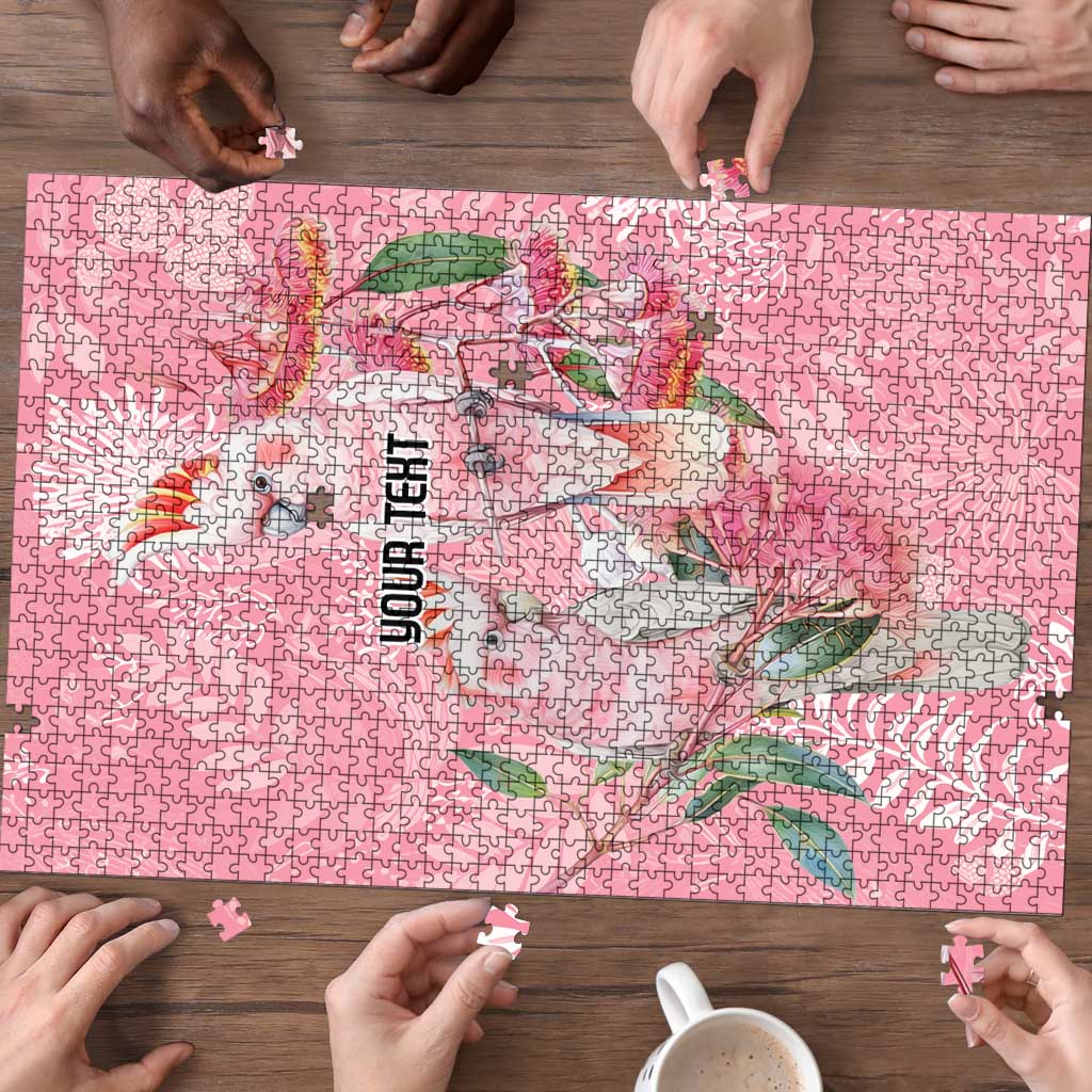 Personalised Galah Cockatoo Eucalyptus Flowers Puzzle Australian Breast Cancer Spirit - Aussie Hoodie