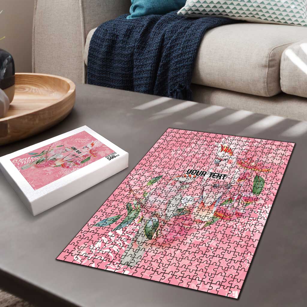 Personalised Galah Cockatoo Eucalyptus Flowers Puzzle Australian Breast Cancer Spirit - Aussie Hoodie