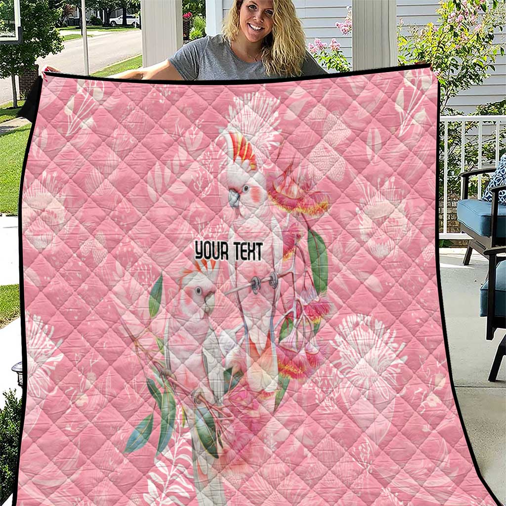 Personalised Galah Cockatoo Eucalyptus Flowers Quilt Australian Breast Cancer Spirit - Aussie Hoodie