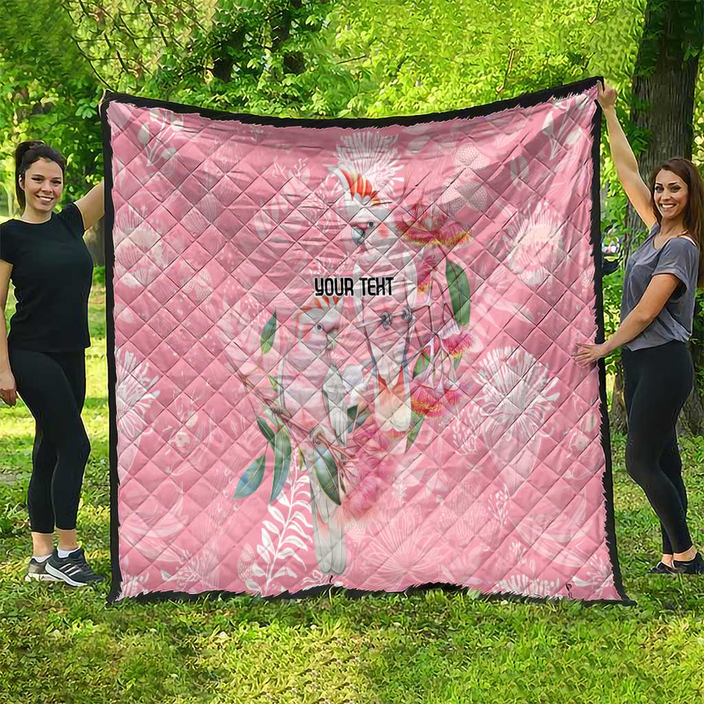 Personalised Galah Cockatoo Eucalyptus Flowers Quilt Australian Breast Cancer Spirit - Aussie Hoodie