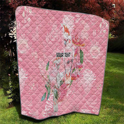 Personalised Galah Cockatoo Eucalyptus Flowers Quilt Australian Breast Cancer Spirit - Aussie Hoodie