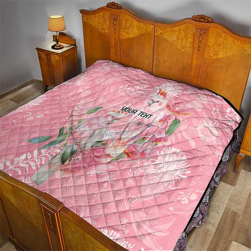 Personalised Galah Cockatoo Eucalyptus Flowers Quilt Australian Breast Cancer Spirit - Aussie Hoodie