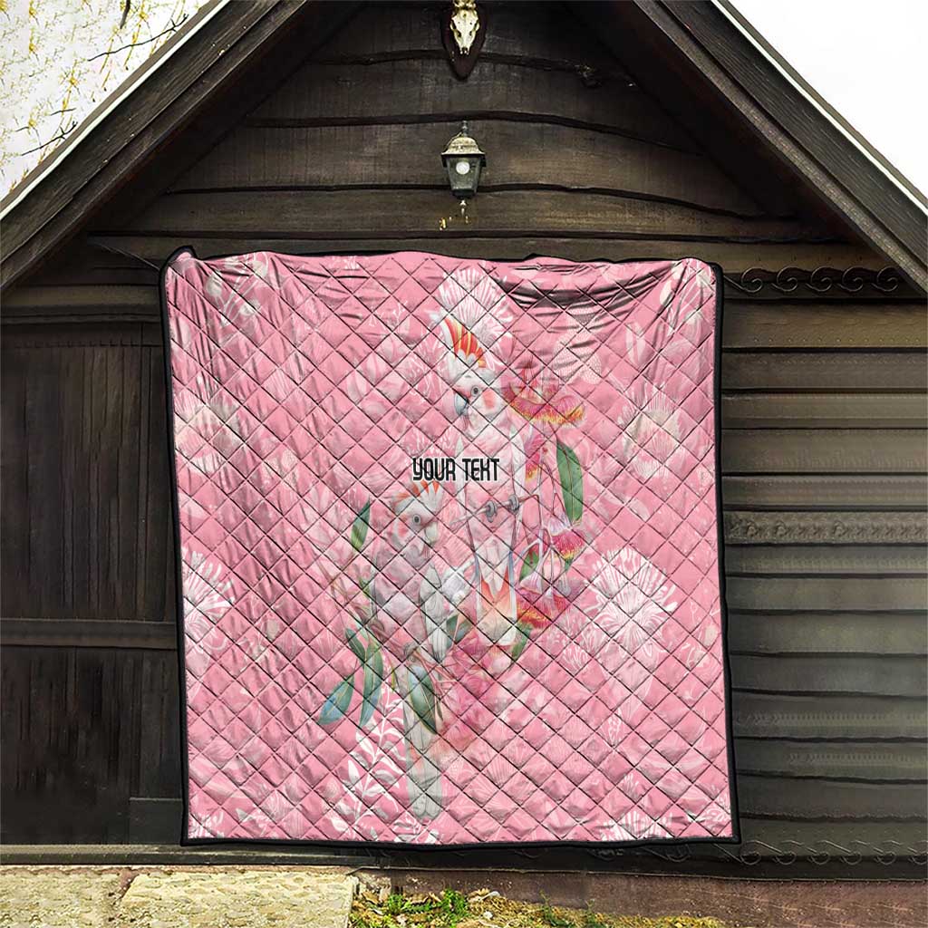 Personalised Galah Cockatoo Eucalyptus Flowers Quilt Australian Breast Cancer Spirit - Aussie Hoodie