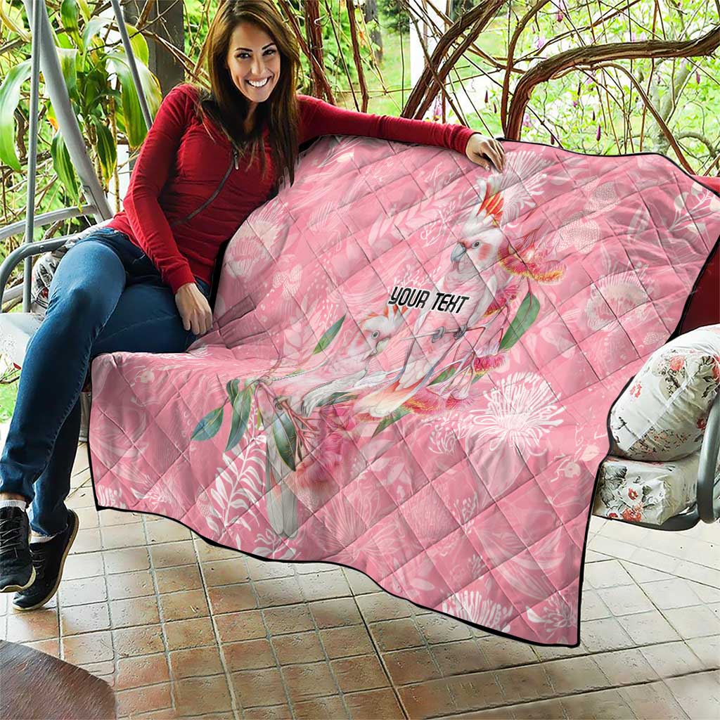 Personalised Galah Cockatoo Eucalyptus Flowers Quilt Australian Breast Cancer Spirit - Aussie Hoodie