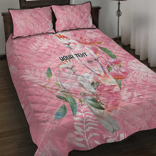 Personalised Galah Cockatoo Eucalyptus Flowers Quilt Bed Set Australian Breast Cancer Spirit - Aussie Hoodie