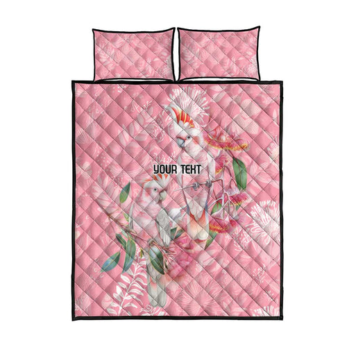 Personalised Galah Cockatoo Eucalyptus Flowers Quilt Bed Set Australian Breast Cancer Spirit - Aussie Hoodie