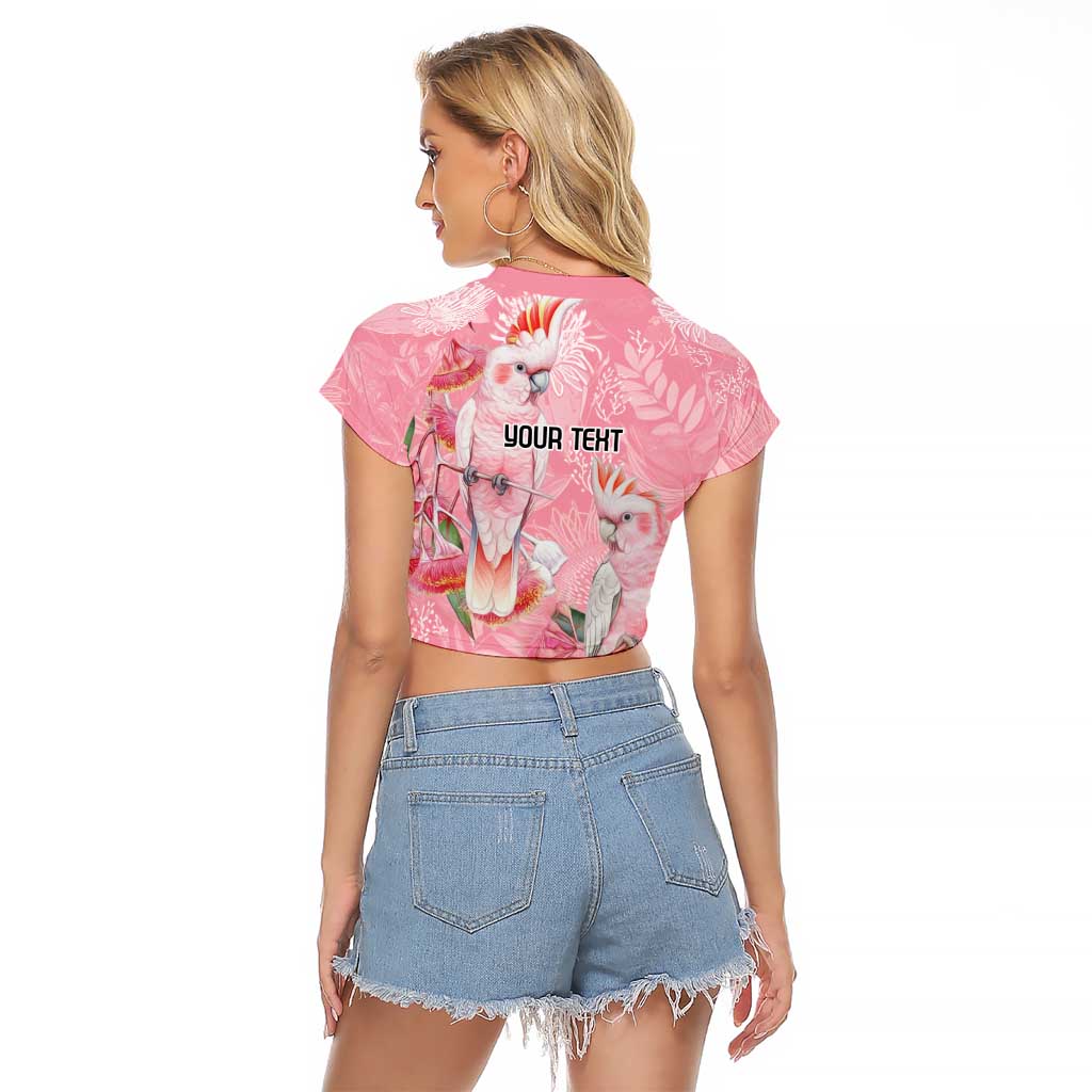 Personalised Galah Cockatoo Eucalyptus Flowers Raglan Cropped T Shirt Australian Breast Cancer Spirit - Aussie Hoodie