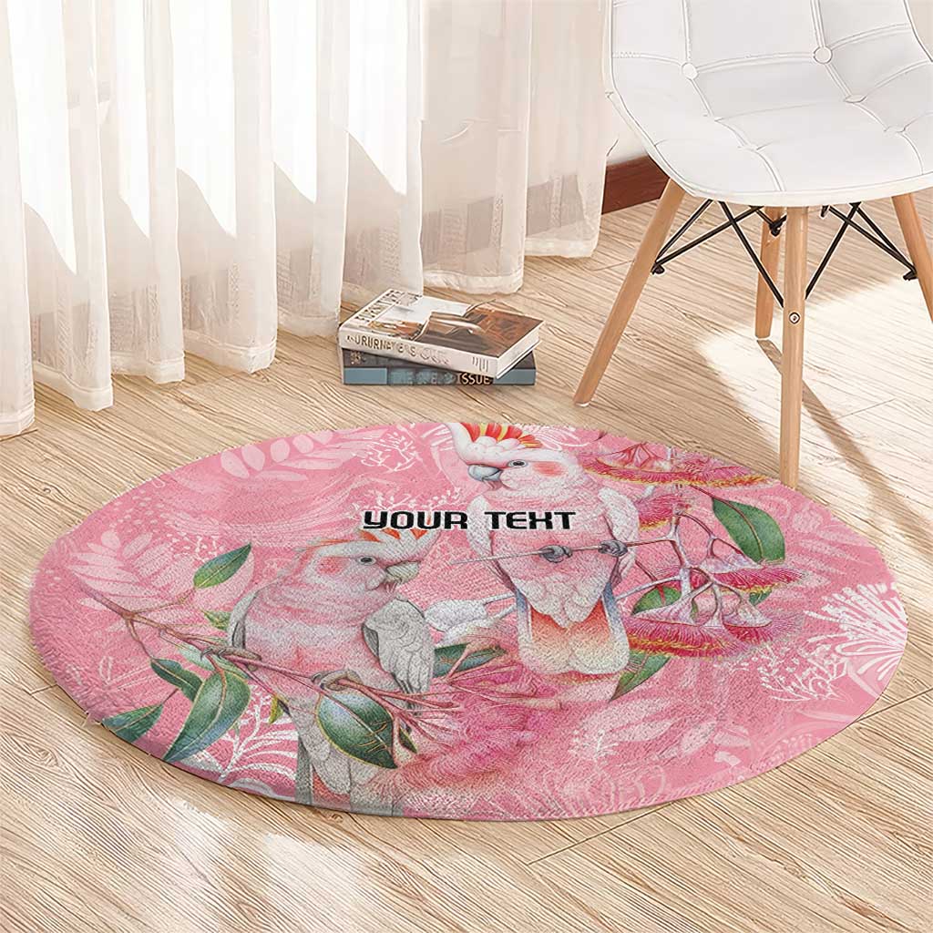 Personalised Galah Cockatoo Eucalyptus Flowers Round Carpet Australian Breast Cancer Spirit - Aussie Hoodie