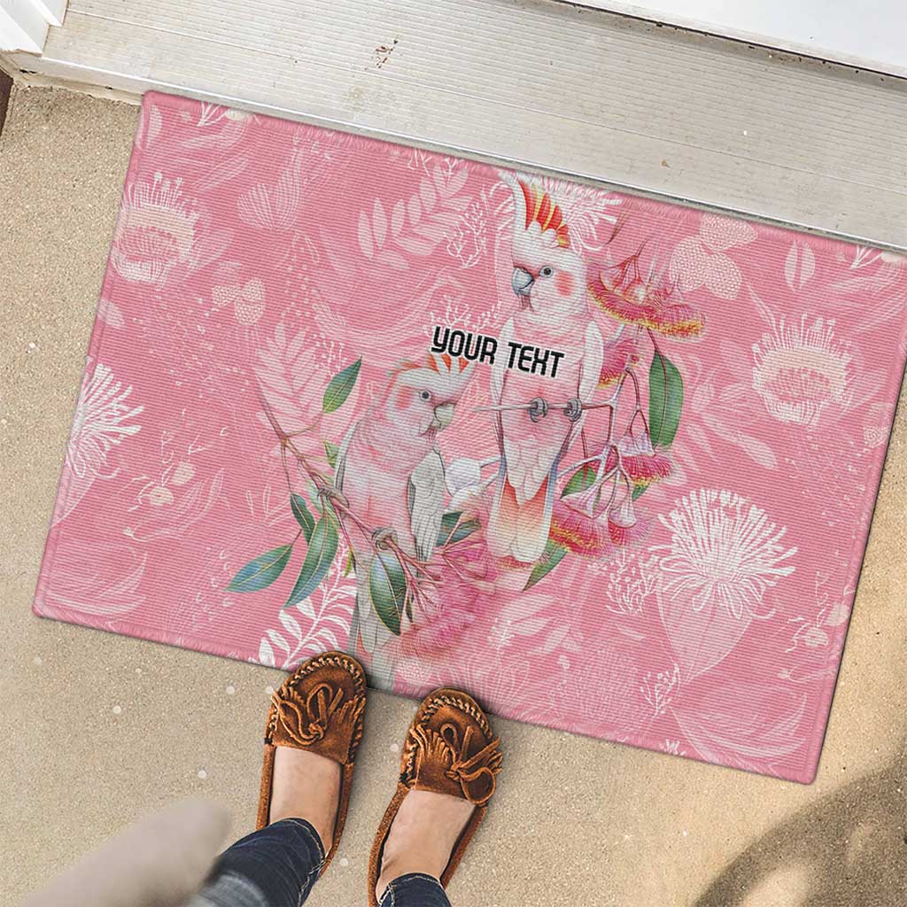 Personalised Galah Cockatoo Eucalyptus Flowers Rubber Doormat Australian Breast Cancer Spirit - Aussie Hoodie