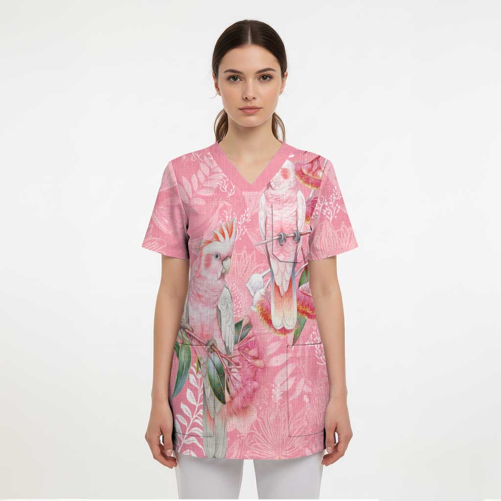 Personalised Galah Cockatoo Eucalyptus Flowers Scrub Top Australian Breast Cancer Spirit - Aussie Hoodie