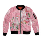 Personalised Galah Cockatoo Eucalyptus Flowers Sleeve Zip Bomber Jacket Australian Breast Cancer Spirit - Aussie Hoodie
