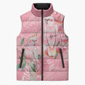 Personalised Galah Cockatoo Eucalyptus Flowers Sleeveless Puffer Jacket Australian Breast Cancer Spirit - Aussie Hoodie