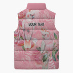 Personalised Galah Cockatoo Eucalyptus Flowers Sleeveless Puffer Jacket Australian Breast Cancer Spirit - Aussie Hoodie