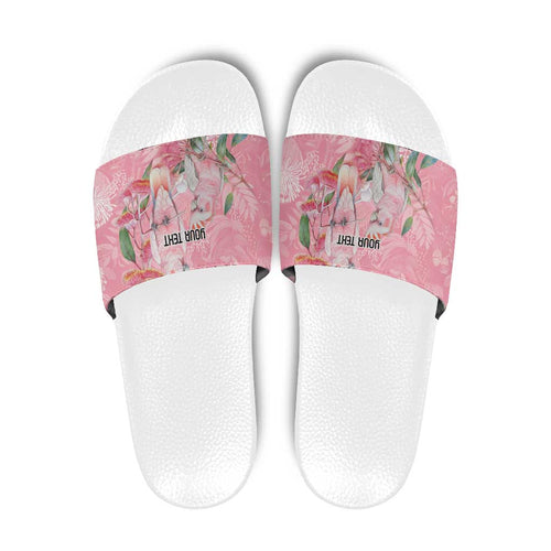 Personalised Galah Cockatoo Eucalyptus Flowers Slide Sandals Australian Breast Cancer Spirit - Aussie Hoodie