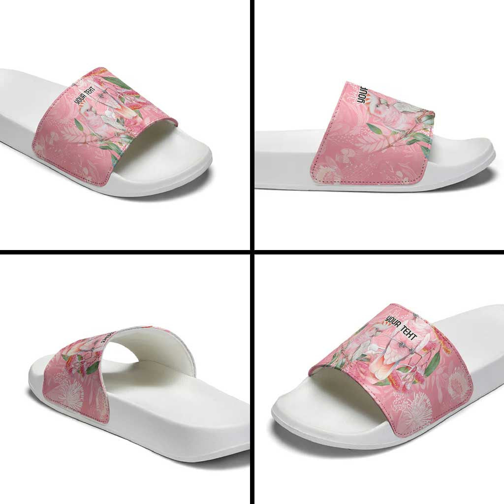 Personalised Galah Cockatoo Eucalyptus Flowers Slide Sandals Australian Breast Cancer Spirit - Aussie Hoodie