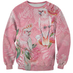 Personalised Galah Cockatoo Eucalyptus Flowers Sweatshirt Australian Breast Cancer Spirit - Aussie Hoodie
