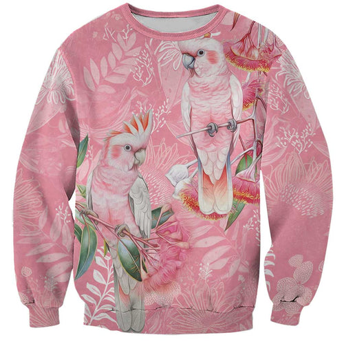 Personalised Galah Cockatoo Eucalyptus Flowers Sweatshirt Australian Breast Cancer Spirit - Aussie Hoodie