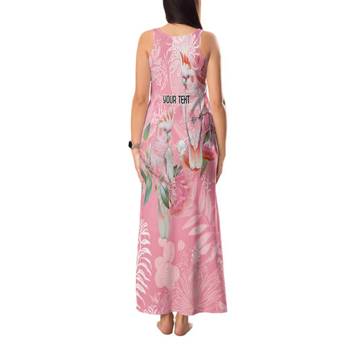 Personalised Galah Cockatoo Eucalyptus Flowers Tank Maxi Dress Australian Breast Cancer Spirit - Aussie Hoodie