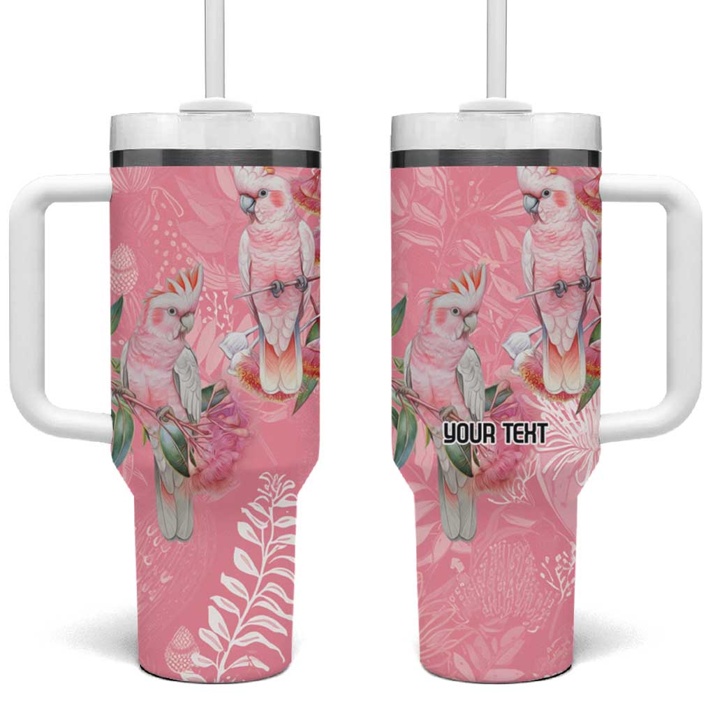 Personalised Galah Cockatoo Eucalyptus Flowers Tumbler With Handle Australian Breast Cancer Spirit - Aussie Hoodie