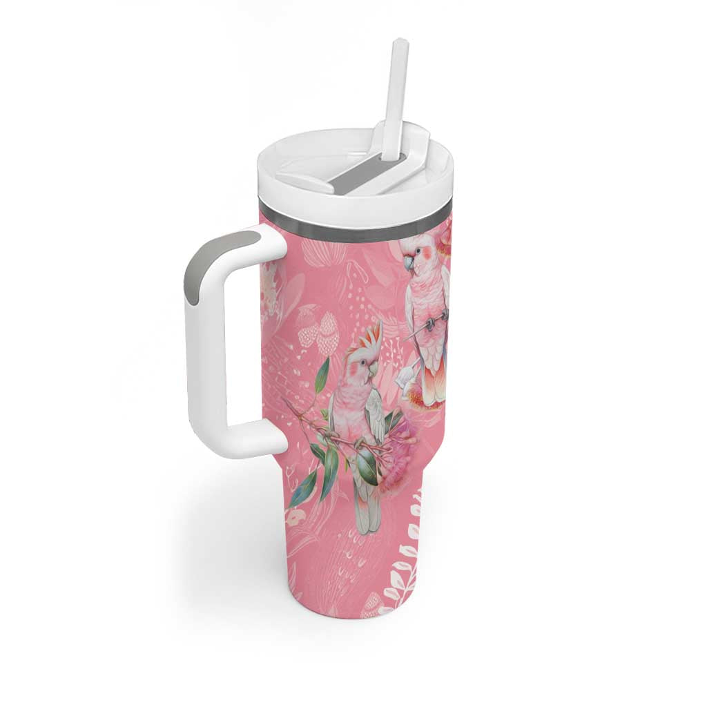 Personalised Galah Cockatoo Eucalyptus Flowers Tumbler With Handle Australian Breast Cancer Spirit - Aussie Hoodie