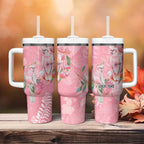 Personalised Galah Cockatoo Eucalyptus Flowers Tumbler With Handle Australian Breast Cancer Spirit - Aussie Hoodie
