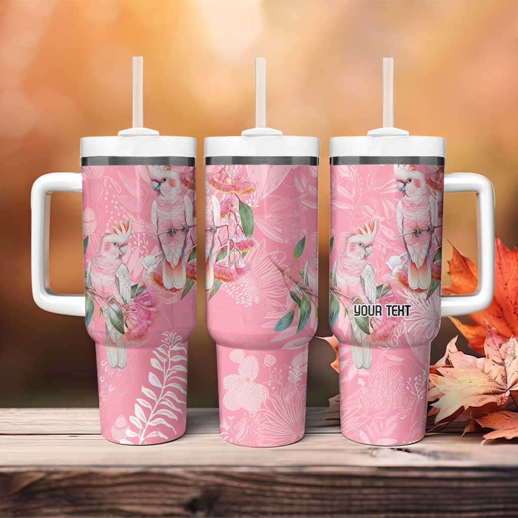 Personalised Galah Cockatoo Eucalyptus Flowers Tumbler With Handle Australian Breast Cancer Spirit - Aussie Hoodie