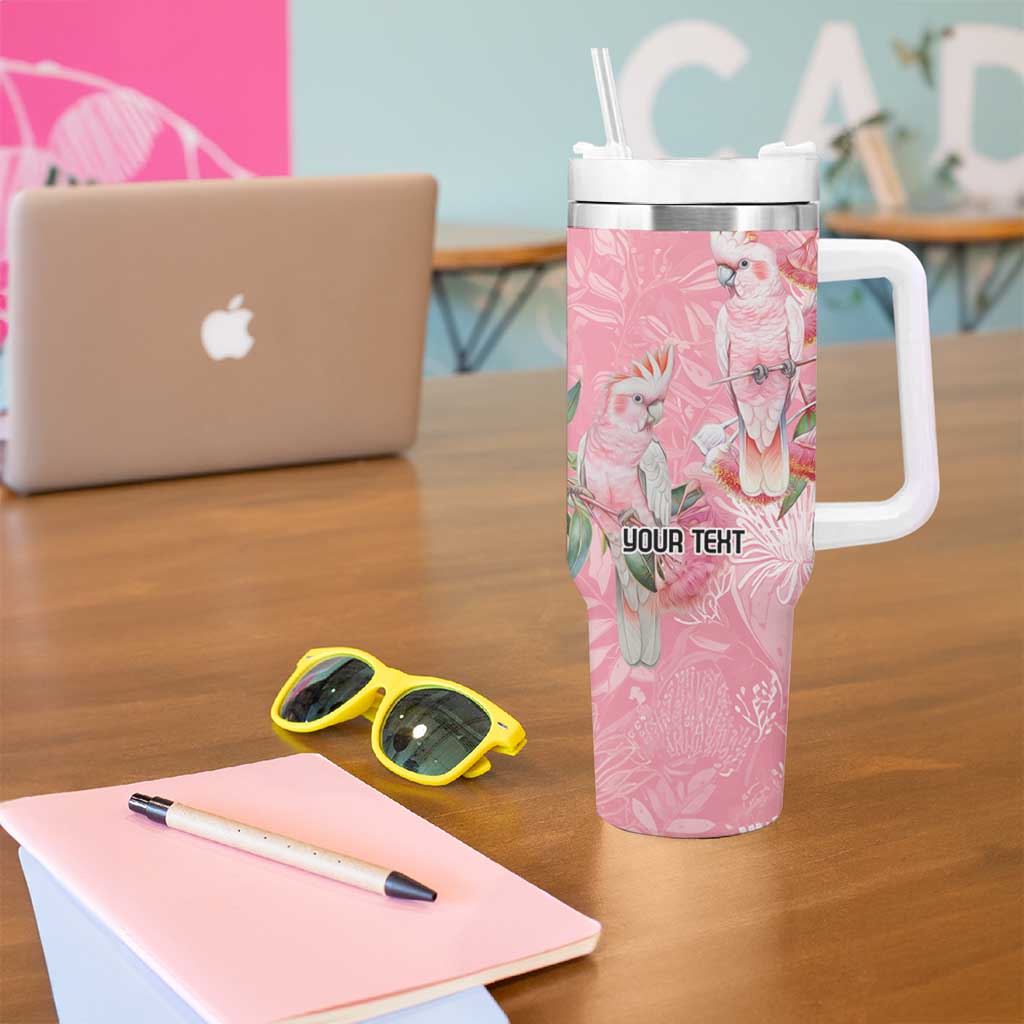 Personalised Galah Cockatoo Eucalyptus Flowers Tumbler With Handle Australian Breast Cancer Spirit - Aussie Hoodie