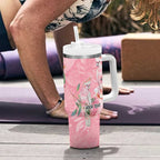 Personalised Galah Cockatoo Eucalyptus Flowers Tumbler With Handle Australian Breast Cancer Spirit - Aussie Hoodie