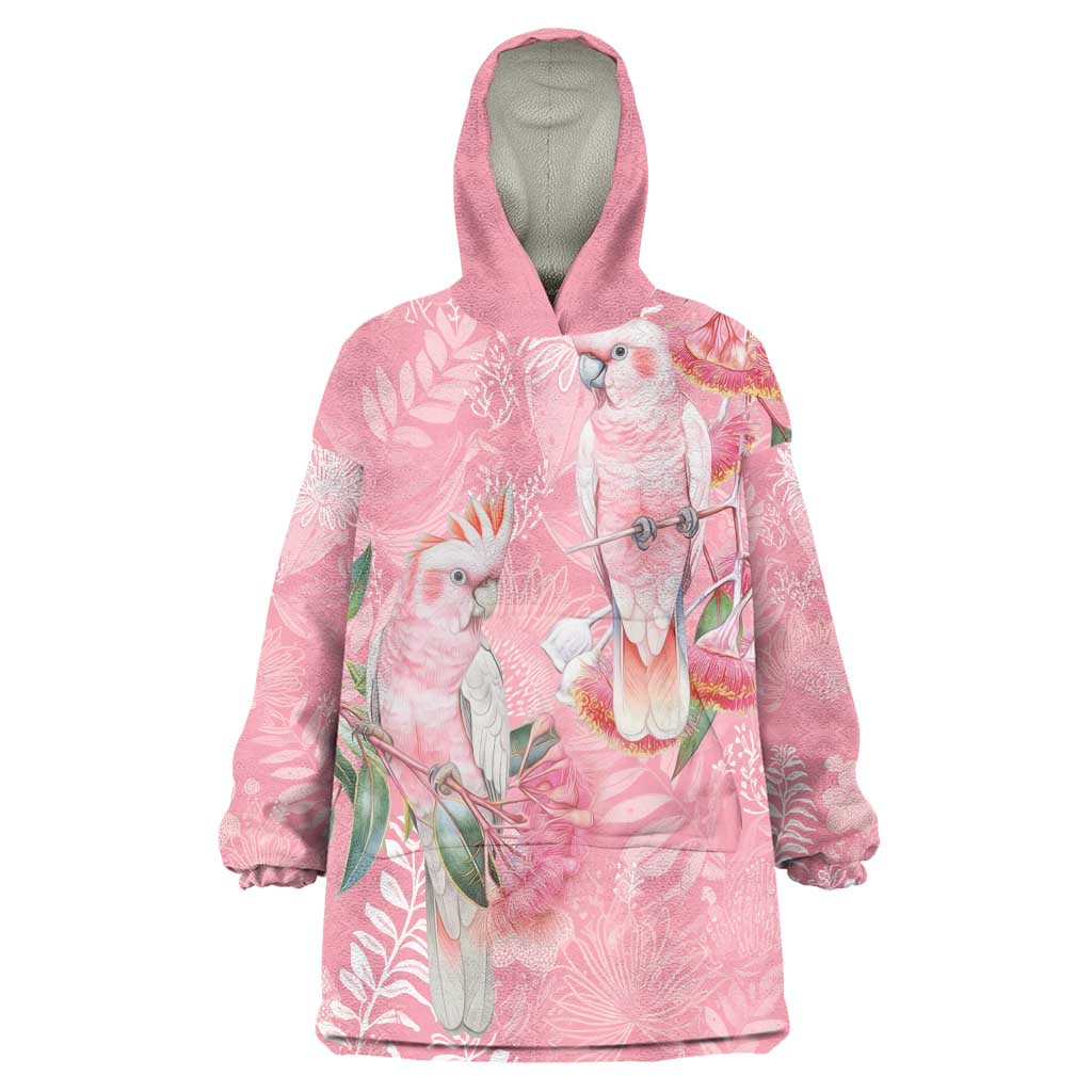 Personalised Galah Cockatoo Eucalyptus Flowers Wearable Blanket Hoodie Australian Breast Cancer Spirit - Aussie Hoodie