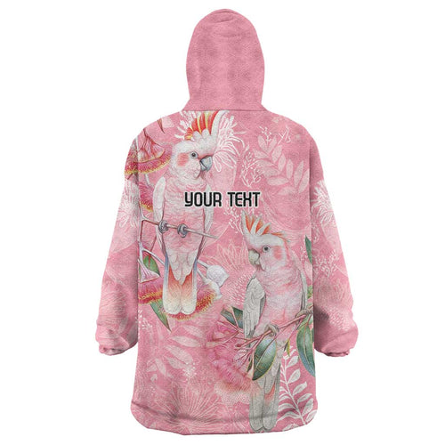 Personalised Galah Cockatoo Eucalyptus Flowers Wearable Blanket Hoodie Australian Breast Cancer Spirit - Aussie Hoodie
