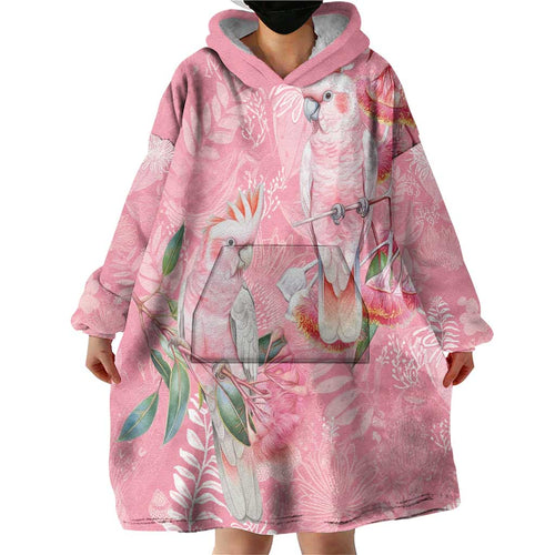 Personalised Galah Cockatoo Eucalyptus Flowers Wearable Blanket Hoodie Australian Breast Cancer Spirit - Aussie Hoodie
