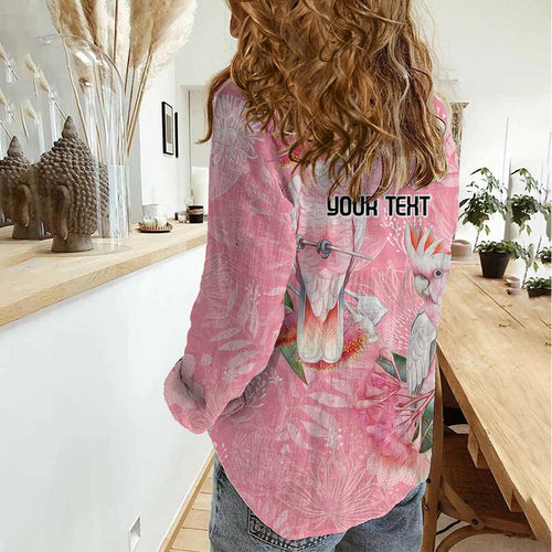Personalised Galah Cockatoo Eucalyptus Flowers Women Casual Shirt Australian Breast Cancer Spirit - Aussie Hoodie