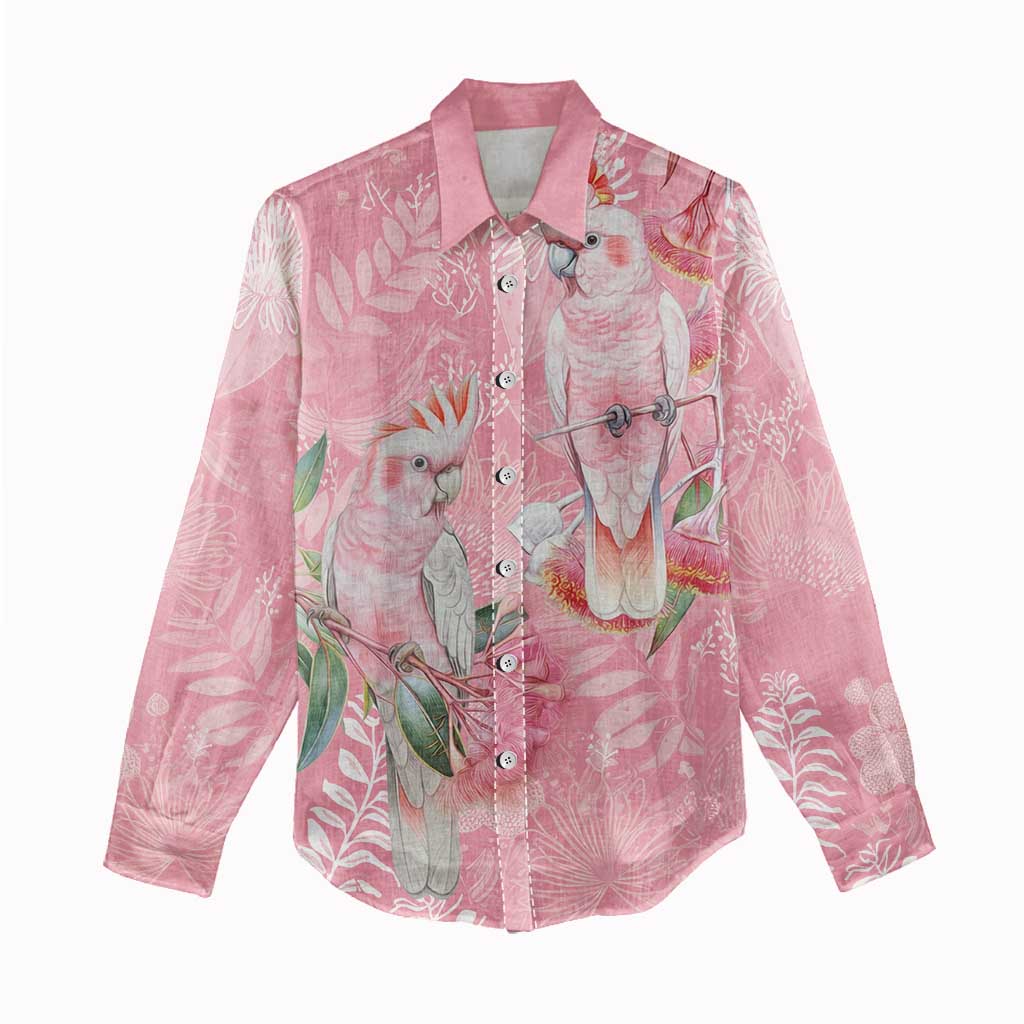 Personalised Galah Cockatoo Eucalyptus Flowers Women Casual Shirt Australian Breast Cancer Spirit - Aussie Hoodie