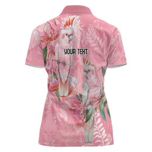 Personalised Galah Cockatoo Eucalyptus Flowers Women Polo Shirt Australian Breast Cancer Spirit - Aussie Hoodie